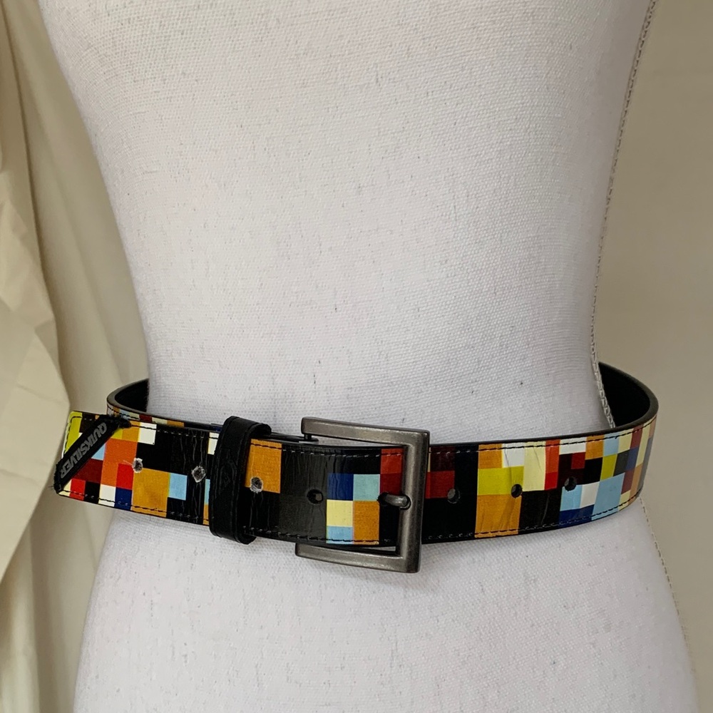 Quiksilver Multicolor Pixel-Print Leather Belt